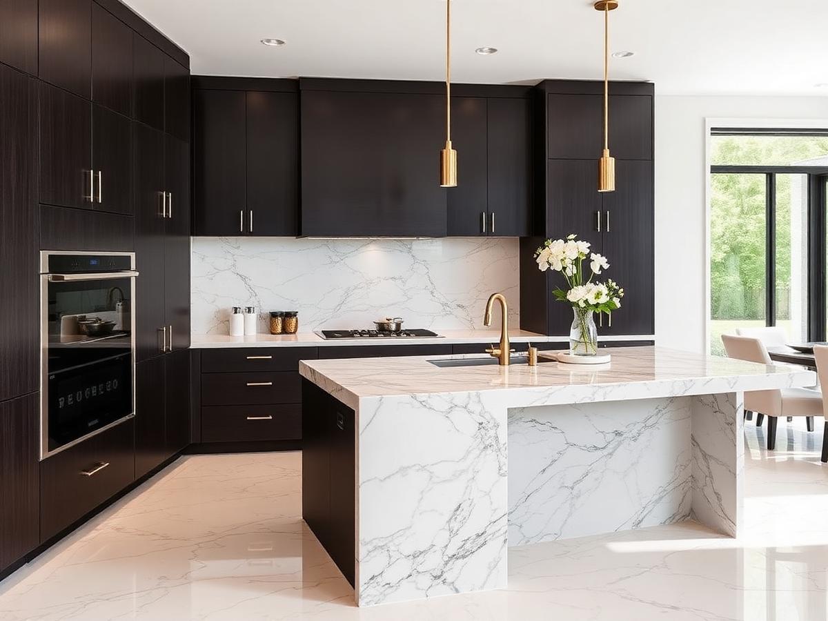 Marble Waterfall Kitchen